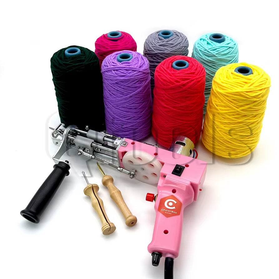 Wholesale Price in Stock Full Set Weaving Machinery Tufting Kit 2In1 Tufting Gun & Rug Carver Tool with Wool Yarn for Embroidery