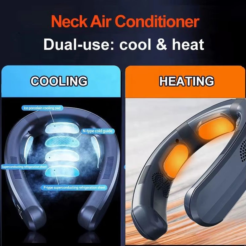 7000Mah Rechargeable Personal Mini Semiconductor Refrigeration Hanging Neck Fan Portable Cooling and Heating Neck Fan