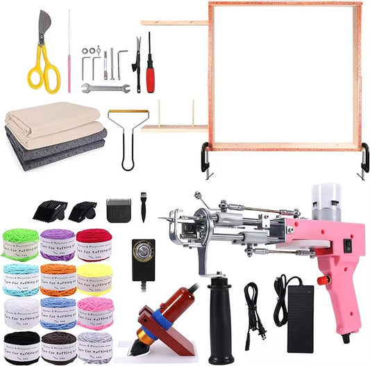 Wholesale Price in Stock Full Set Weaving Machinery Tufting Kit 2In1 Tufting Gun & Rug Carver Tool with Wool Yarn for Embroidery