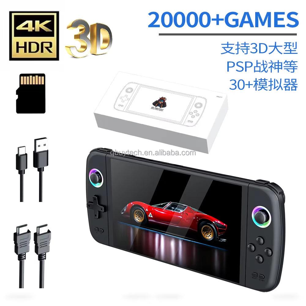 M27 Portable Handheld Game Console 64 Built-In 10000+ Games Including PSP PS1 7 Inch 4K Support 3.5MM Stereo Headphones