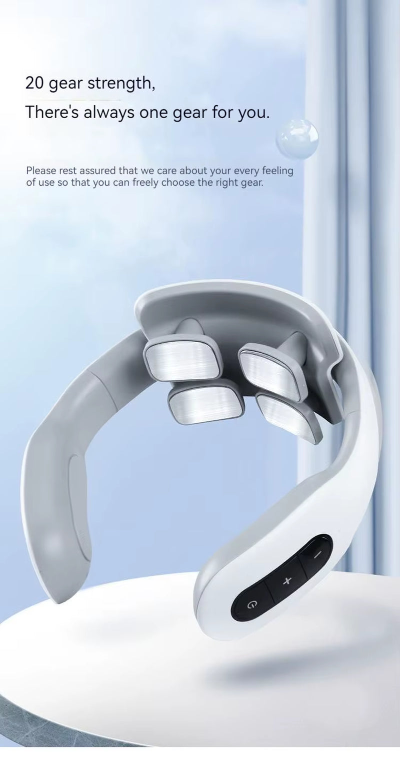 U Shape 6-Mode Low-Frequency Tens Pulse Heat Cervical Massager Cervical Fatigue Relief Blood Circulation Neck Shoulder Massager