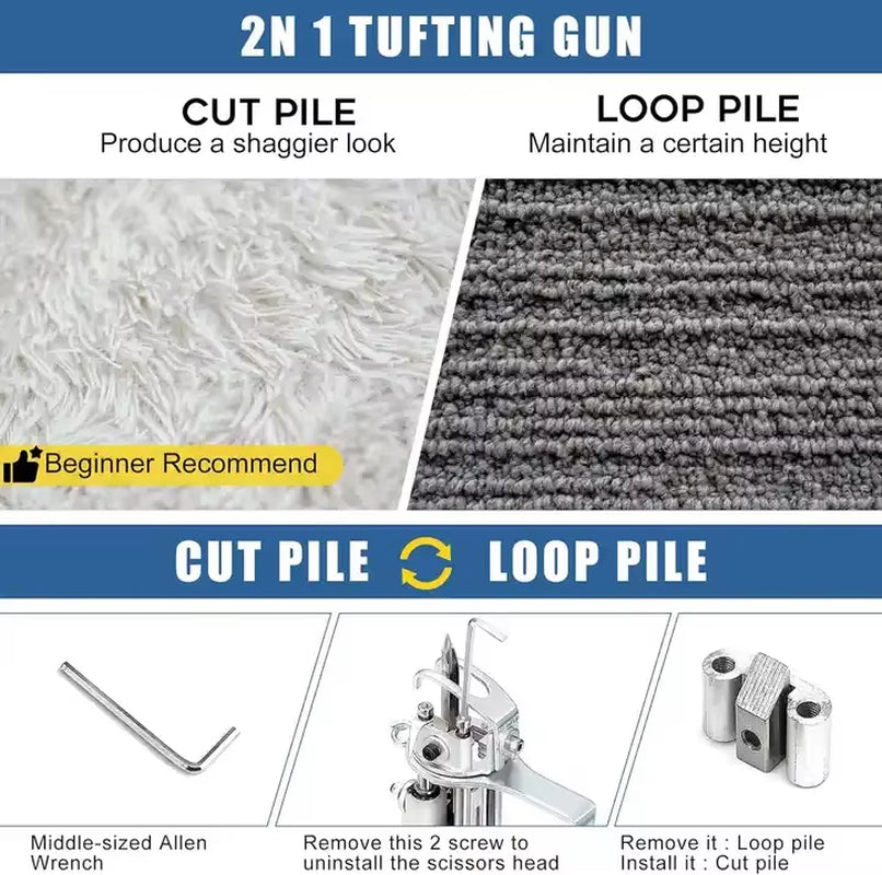 Wholesale Portable 2In1 Hand Tufting Gun Machine for DIY Carpet Electric Tufting Gun Rug Embroidery Machine Textile Machines