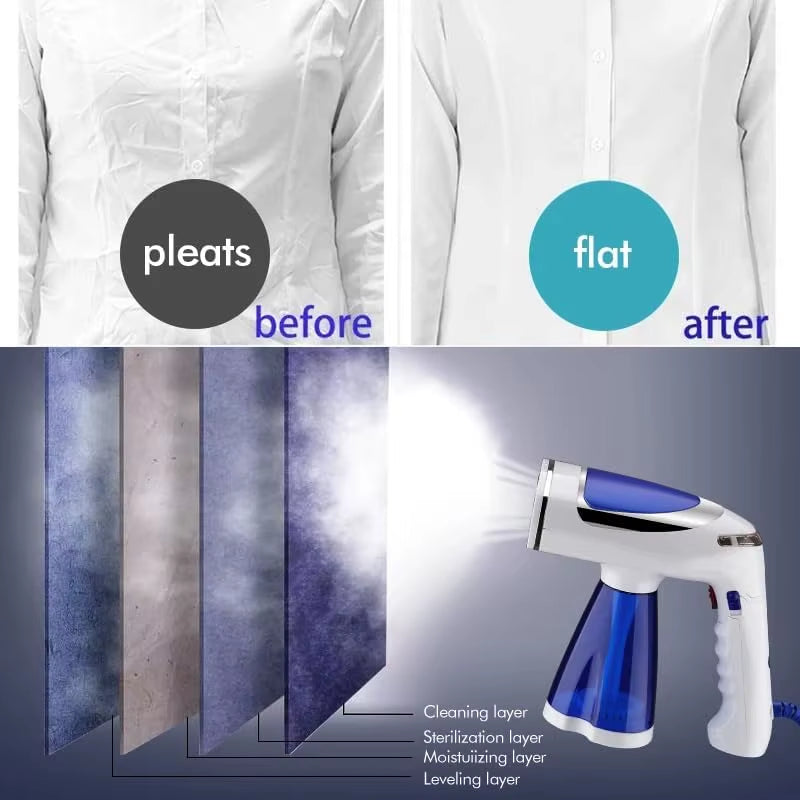 Electric Foldable 1600W Handheld Garment Steamer 150Ml Big Capacity Travel-Friendly Universal Voltage Household Hotel Use