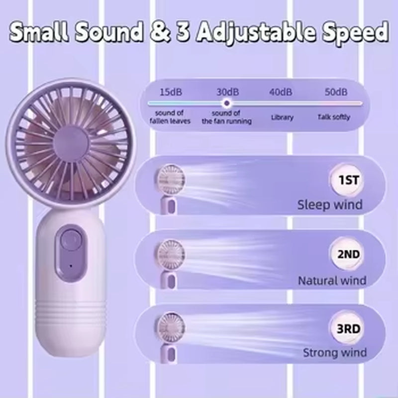 3 Speeds and USB Hand Fan Rechargeable Electric Hand Held Lash Fans Small Mini Ventilateur Portable Handheld Fan