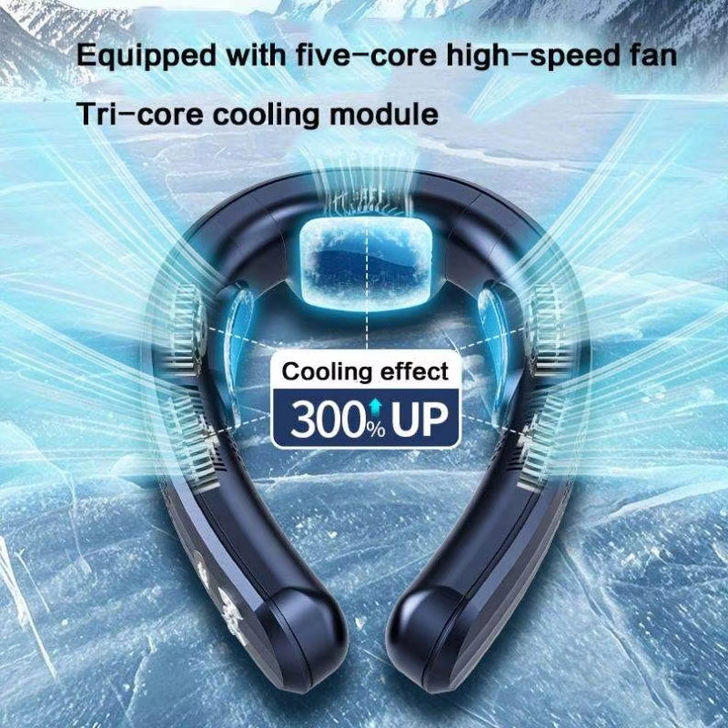 7000Mah Rechargeable Personal Mini Semiconductor Refrigeration Hanging Neck Fan Portable Cooling and Heating Neck Fan