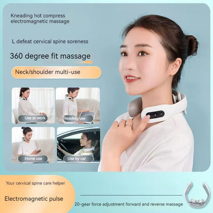 U Shape 6-Mode Low-Frequency Tens Pulse Heat Cervical Massager Cervical Fatigue Relief Blood Circulation Neck Shoulder Massager
