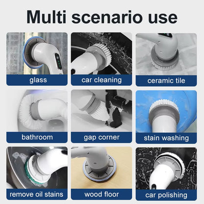 Electric Telescopic Wireless Cleaning Brush a Nine in One Multi Functional Automatic Rotating Floor Sweeping Brush