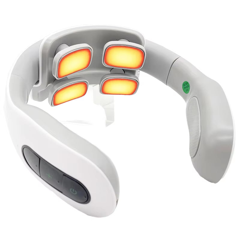 U Shape 6-Mode Low-Frequency Tens Pulse Heat Cervical Massager Cervical Fatigue Relief Blood Circulation Neck Shoulder Massager