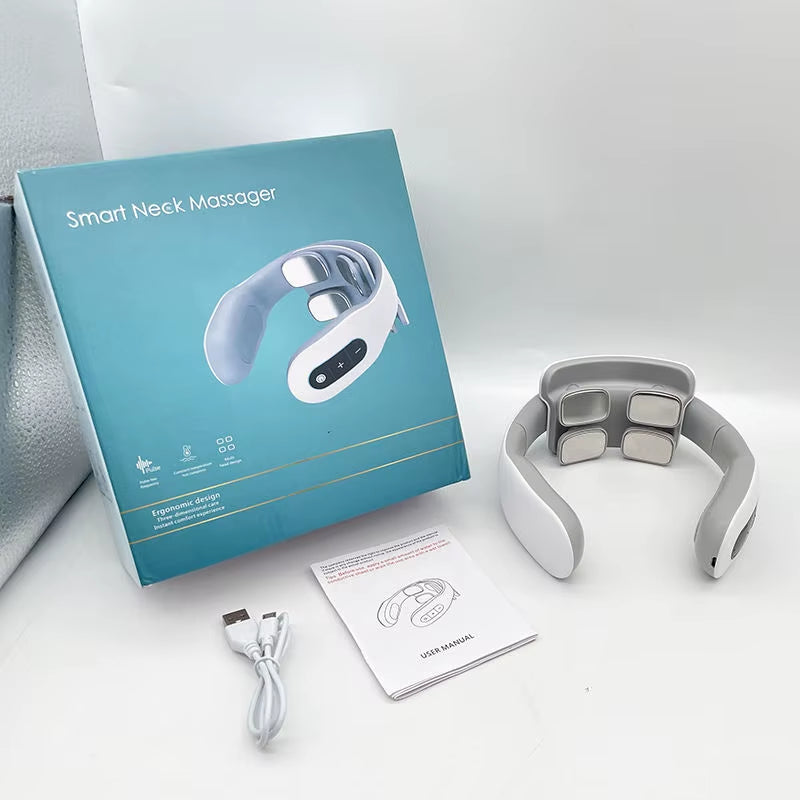 U Shape 6-Mode Low-Frequency Tens Pulse Heat Cervical Massager Cervical Fatigue Relief Blood Circulation Neck Shoulder Massager