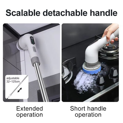 Electric Telescopic Wireless Cleaning Brush a Nine in One Multi Functional Automatic Rotating Floor Sweeping Brush