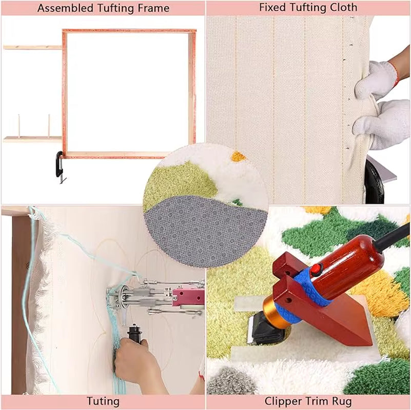Wholesale Price in Stock Full Set Weaving Machinery Tufting Kit 2In1 Tufting Gun & Rug Carver Tool with Wool Yarn for Embroidery