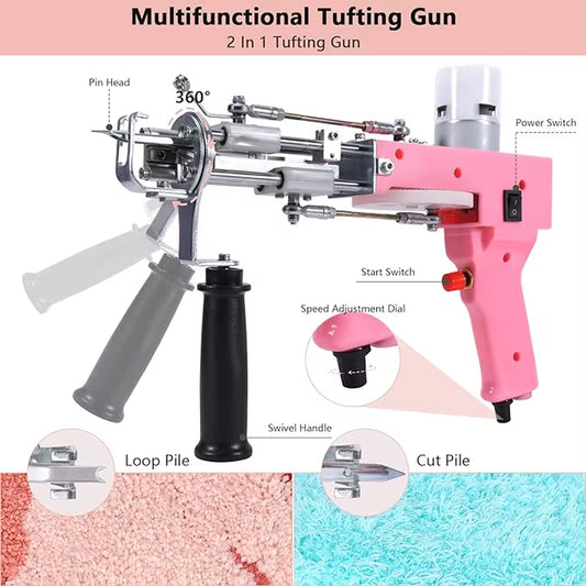 Wholesale Price in Stock Full Set Weaving Machinery Tufting Kit 2In1 Tufting Gun & Rug Carver Tool with Wool Yarn for Embroidery