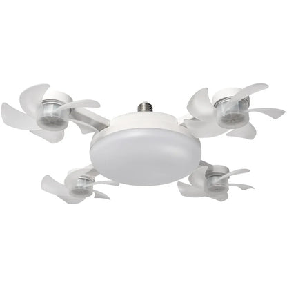 Modern Stylish E27 LED Chandelier Ceiling Fan Tri-Color Dimming 60W AC Motor Foldable Head 6-Speed Remote Control ABS Bathroom