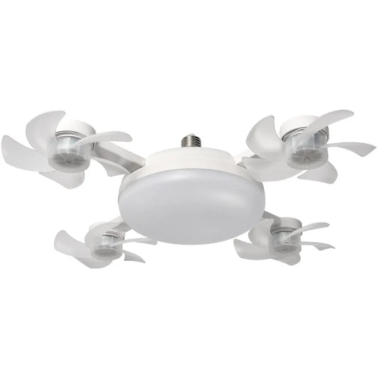 Modern Stylish E27 LED Chandelier Ceiling Fan Tri-Color Dimming 60W AC Motor Foldable Head 6-Speed Remote Control ABS Bathroom