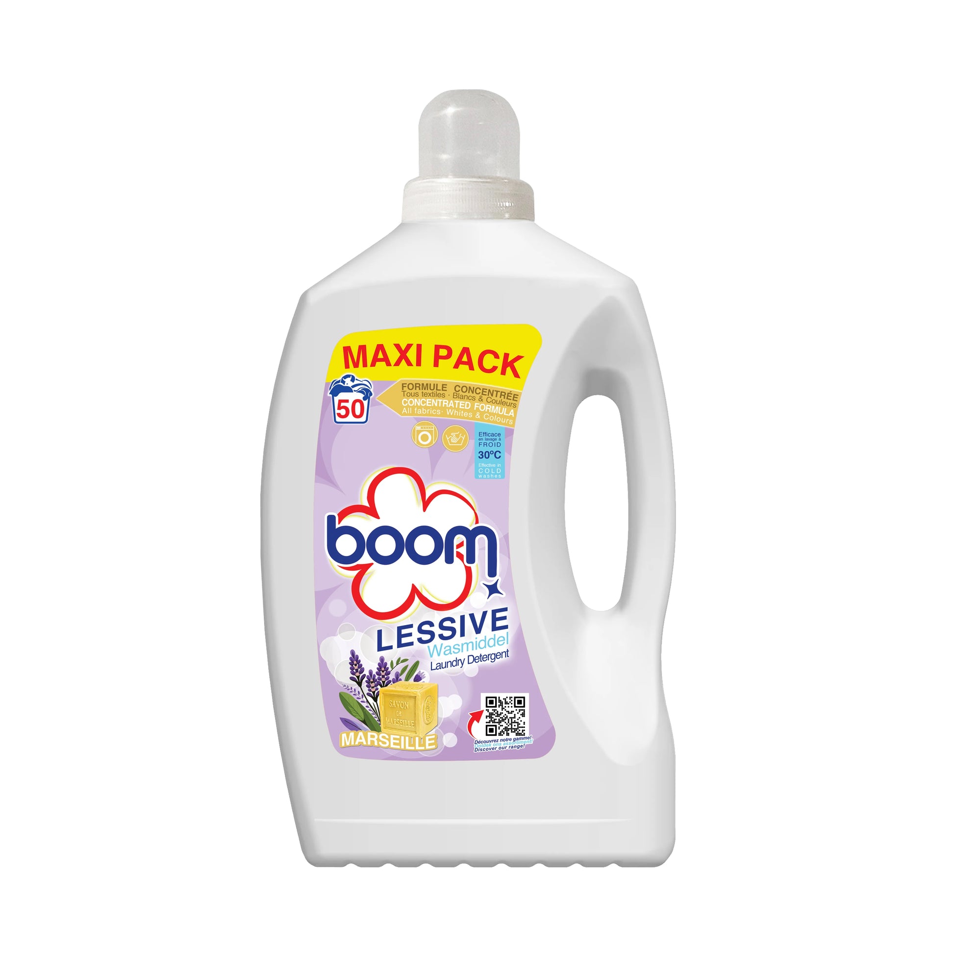 Boom Lessive Liquid Detergent 50 Washes Marseille Soap Scent All Clothes