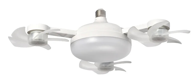 Modern Stylish E27 LED Chandelier Ceiling Fan Tri-Color Dimming 60W AC Motor Foldable Head 6-Speed Remote Control ABS Bathroom