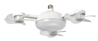 Modern Stylish E27 LED Chandelier Ceiling Fan Tri-Color Dimming 60W AC Motor Foldable Head 6-Speed Remote Control ABS Bathroom