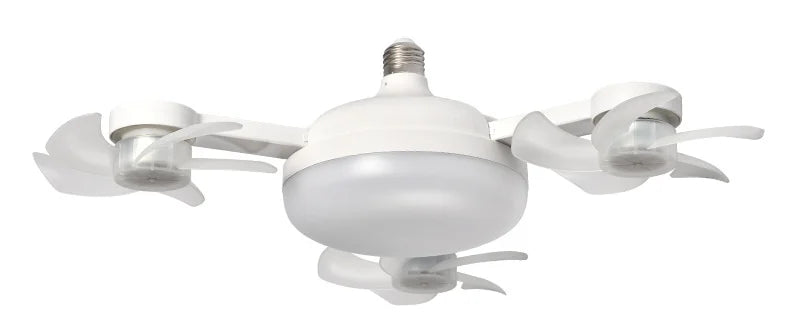 Modern Stylish E27 LED Chandelier Ceiling Fan Tri-Color Dimming 60W AC Motor Foldable Head 6-Speed Remote Control ABS Bathroom