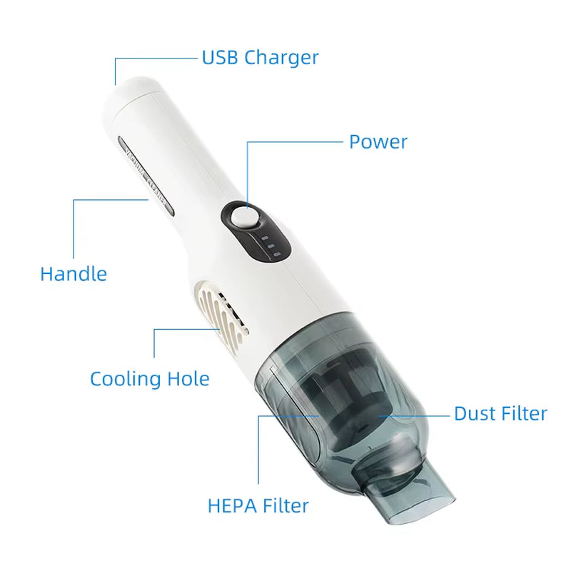 High-Powered Wireless Electric Mini Cordless Hand Held Dry Portable Vacuum Cleaner USB Rechargeable HEPA Filter Bagless Auto Car