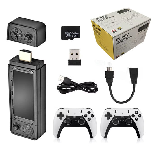 Newest X9PRO Game Stick Retro Mini Video Game Consoles with Wireless Controllers Gamepad Powered by S905