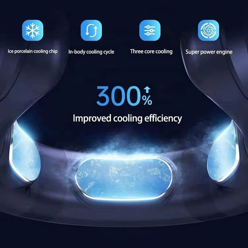 7000Mah Rechargeable Personal Mini Semiconductor Refrigeration Hanging Neck Fan Portable Cooling and Heating Neck Fan