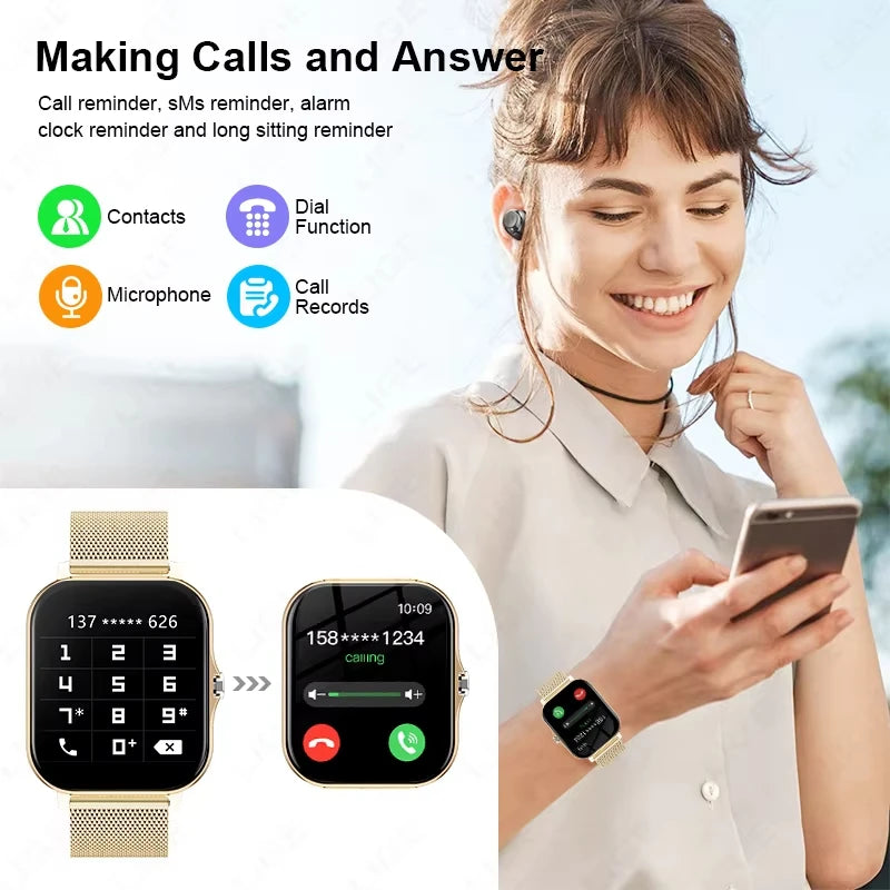 2025 Smart Watch 2.01 Inch HD Display Answer Make Call Message Preview Sport Modes DIY Dial Weather Forecast Men Women